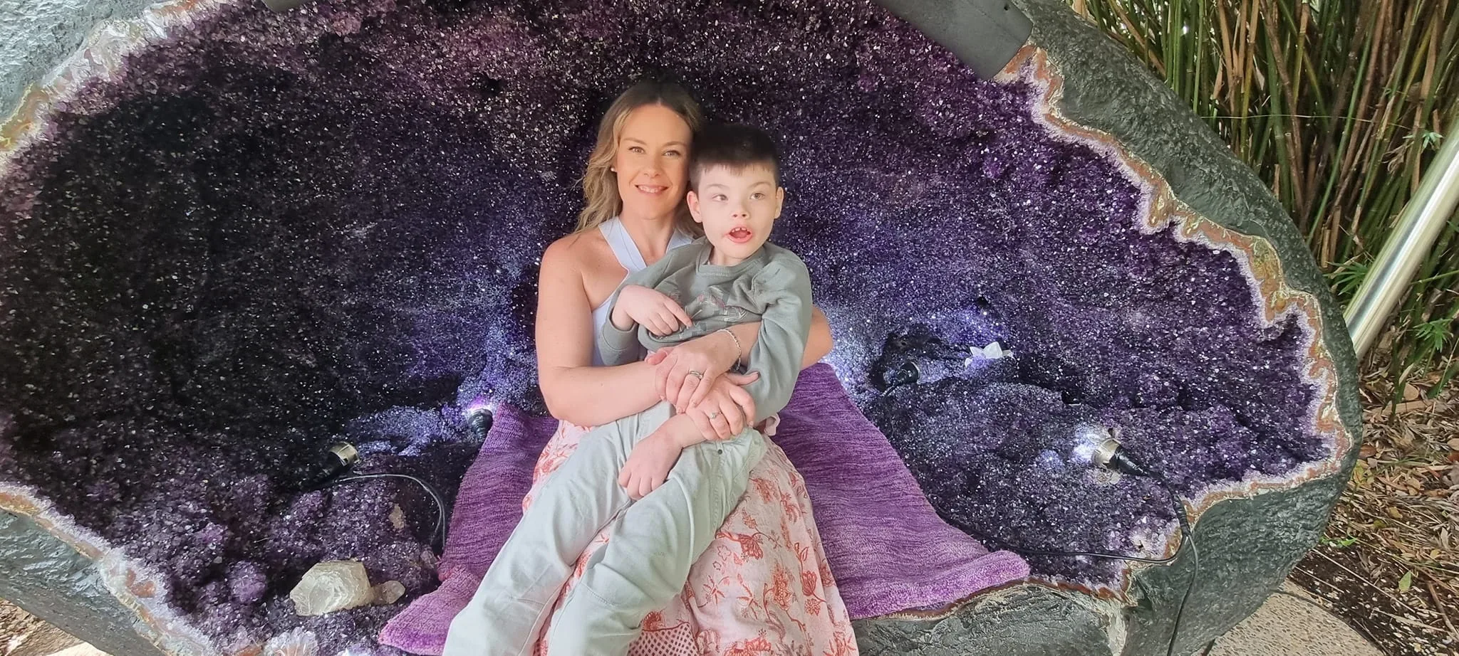 mum and son, son sits on lap