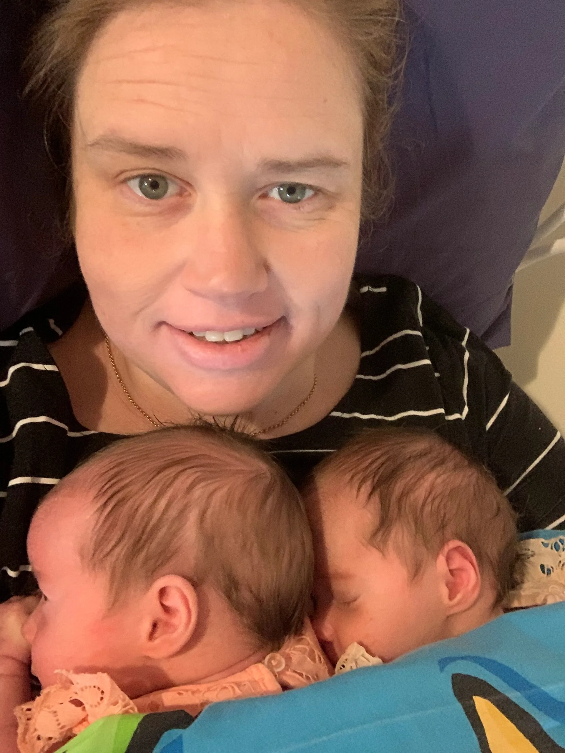 woman and her newborn twins
