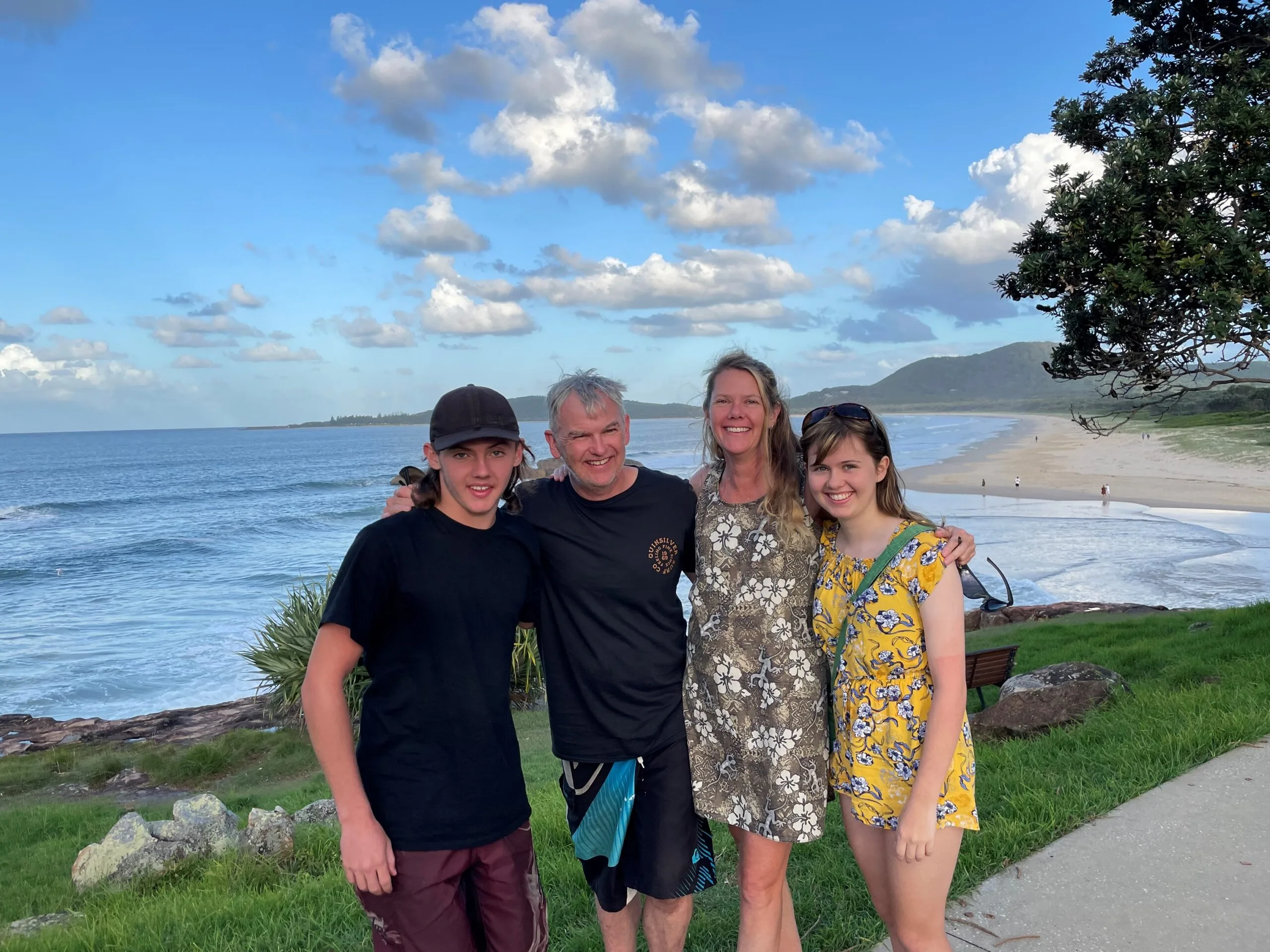 family photo at the beach