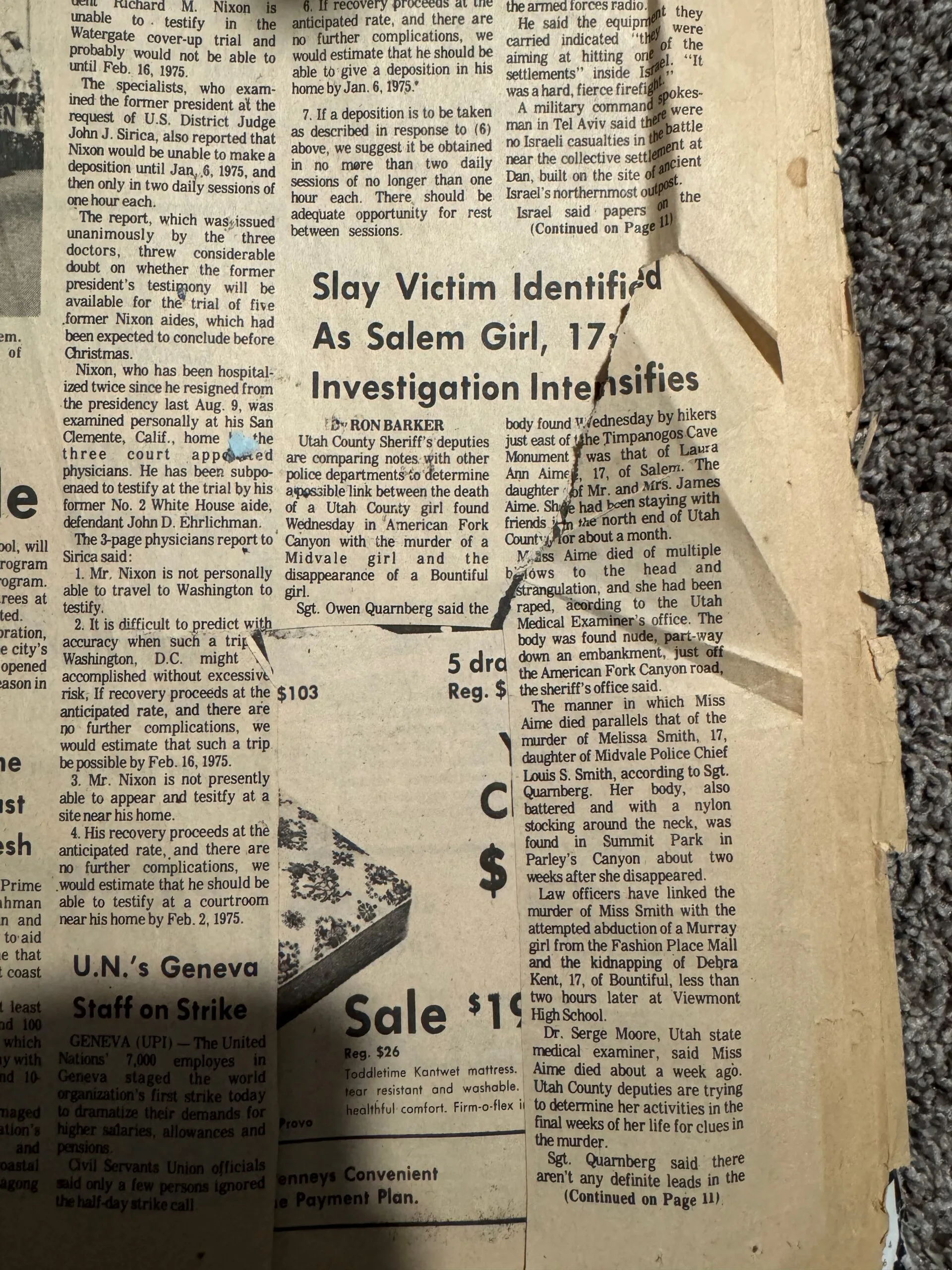 Picture of a newspaper clipping.