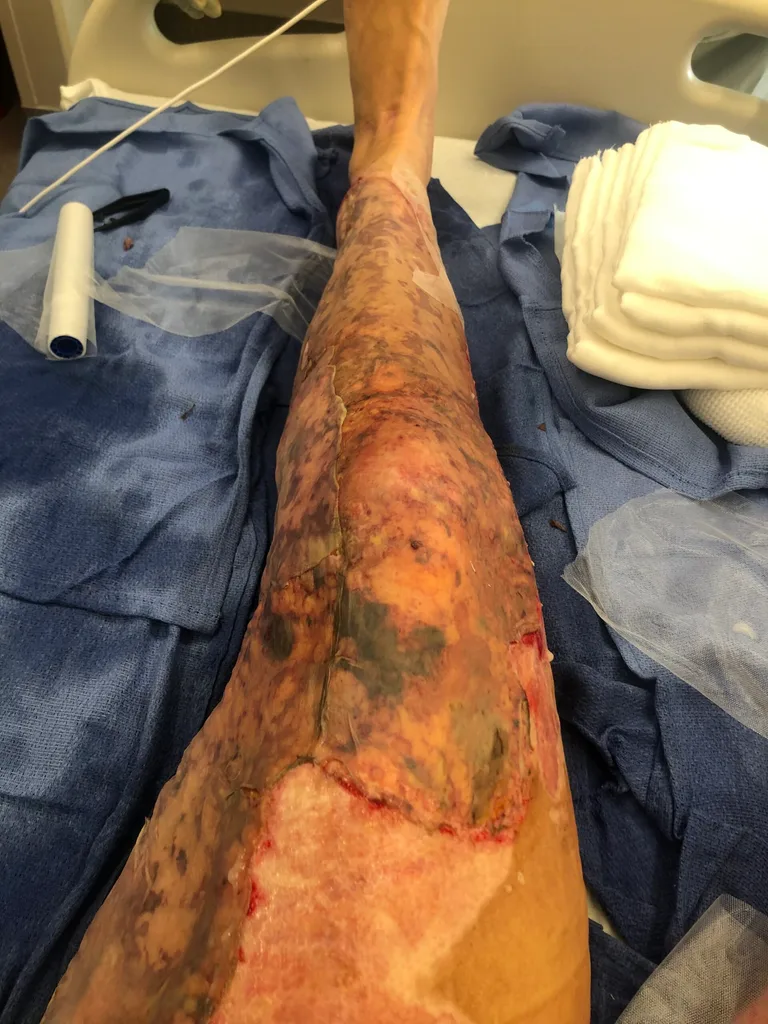 Image of campfire burns leg
