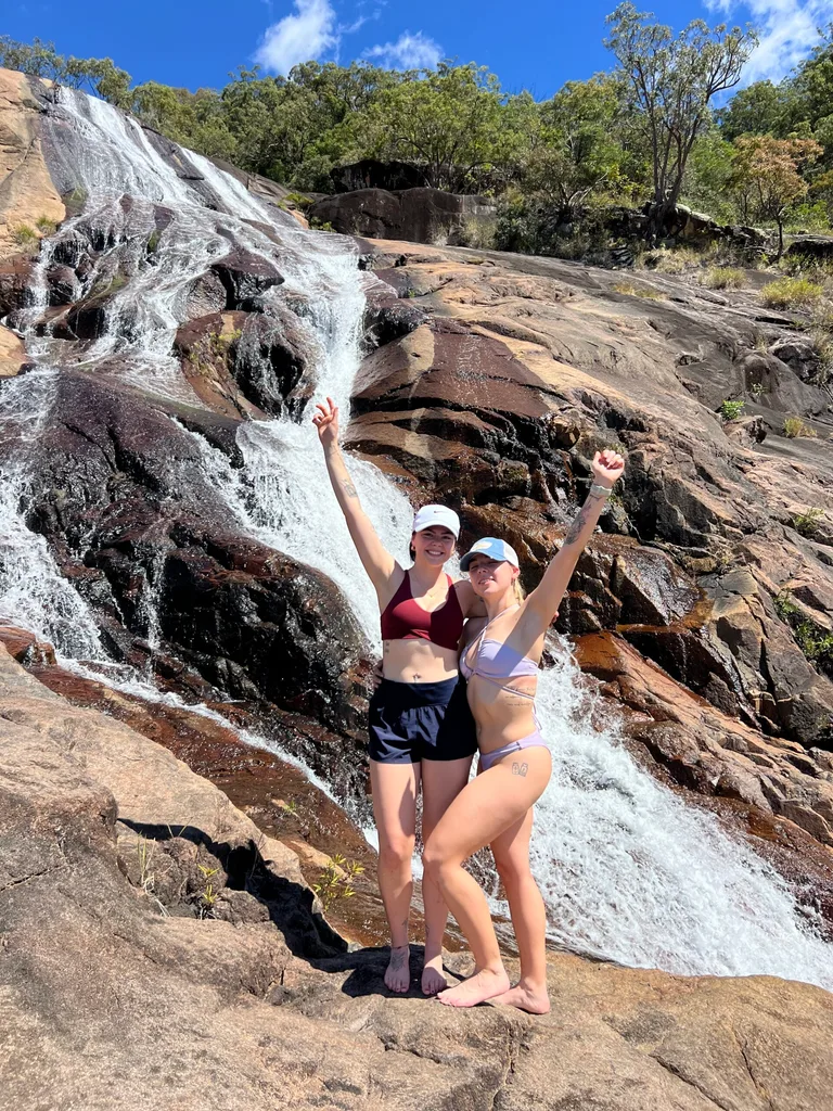 Denika and her friend on a hike