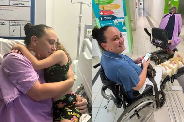 L: Amanda and her youngest daughter R: Amanda at hospital