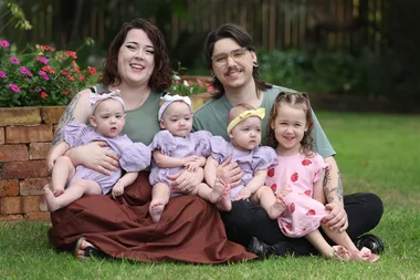 Aussie mum’s joy: I battled PCOS before having identical triplets naturally