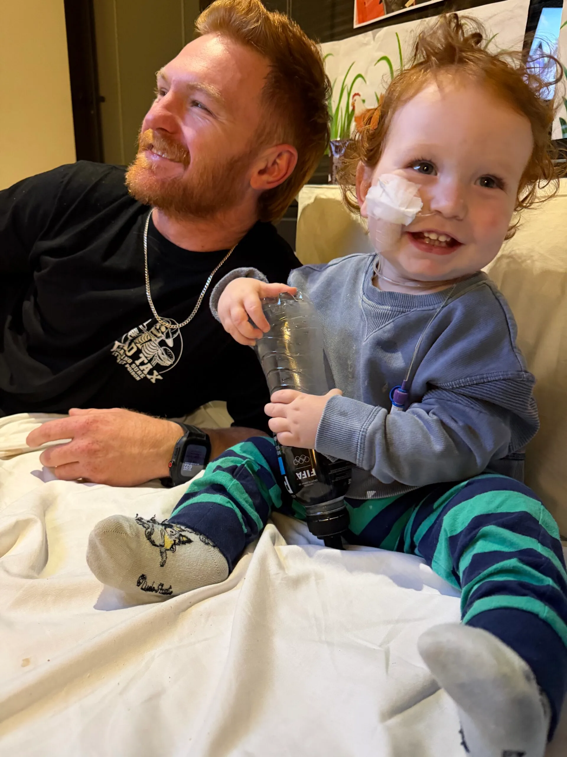 Image of young boy recovering in hospital