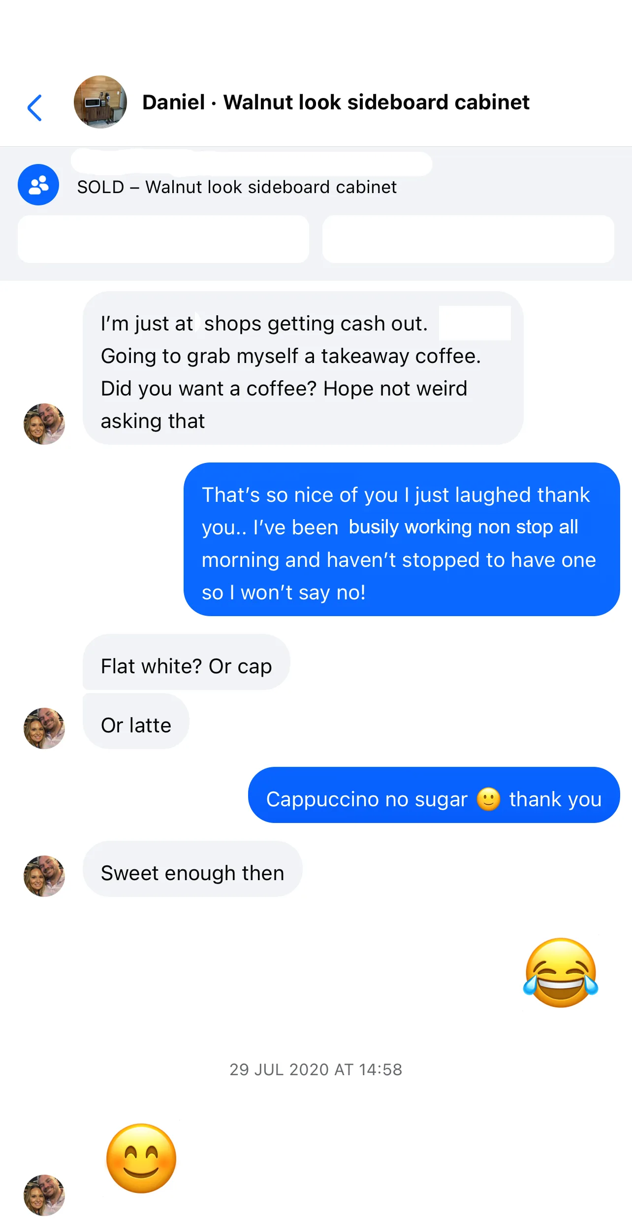 Photo of text exchange.
