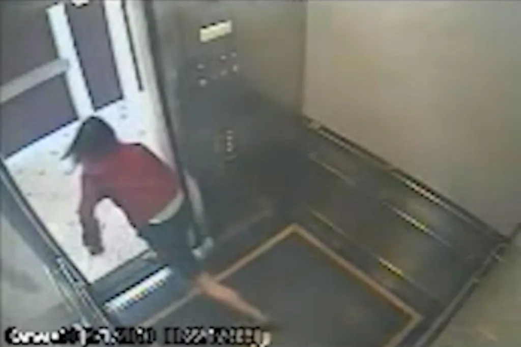 CCTV footage of Elisa Lam exiting the Cecil Hotel elevator