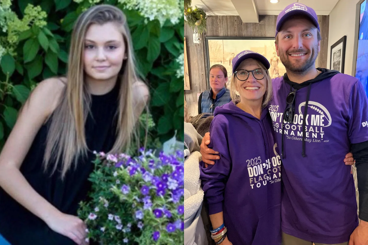 Left image - Daughter killed by tampon Right image - Mum and son raising awareness