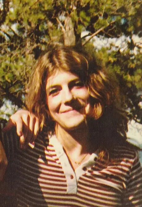 woman in striped shirt
