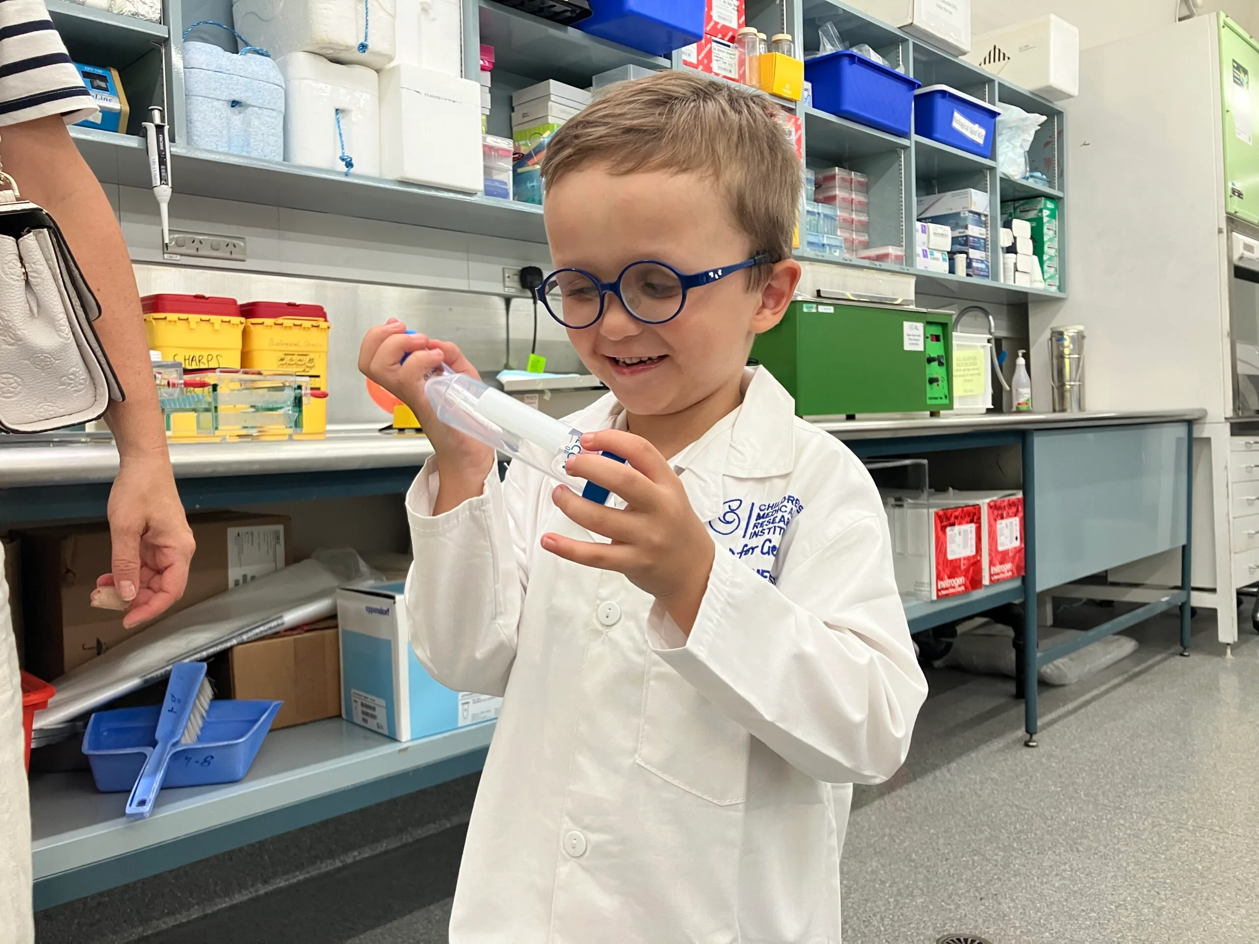 child in medicial lab
