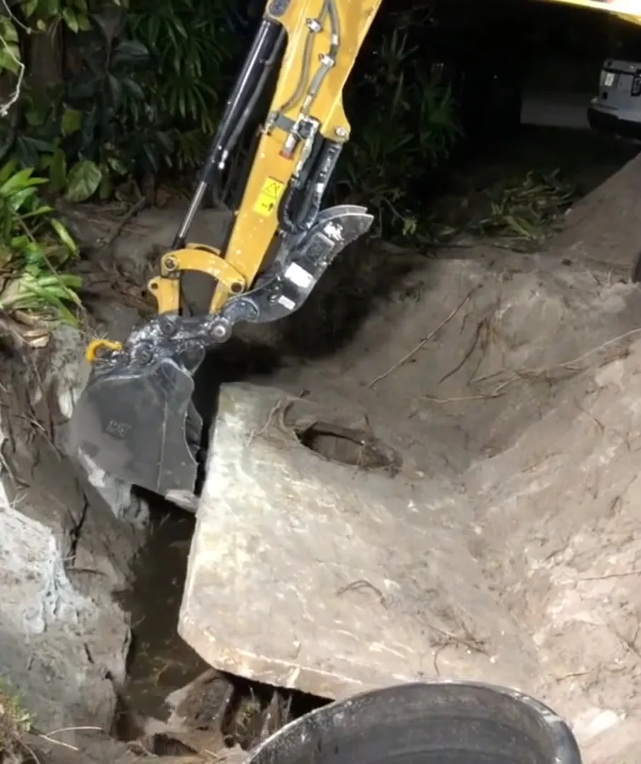 Officers had to use a digger to lift off the top of the tank