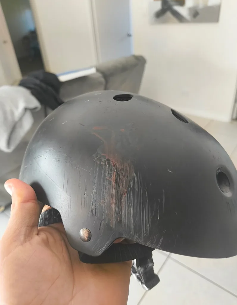 Image of crushed helmet