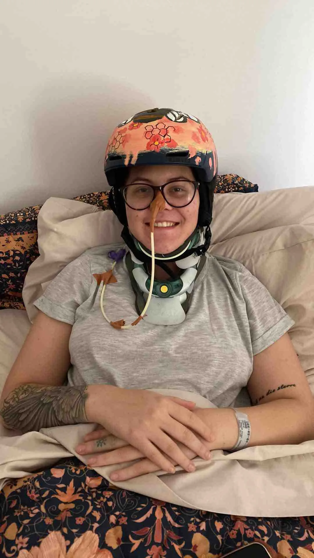 Image of woman wearing helmet