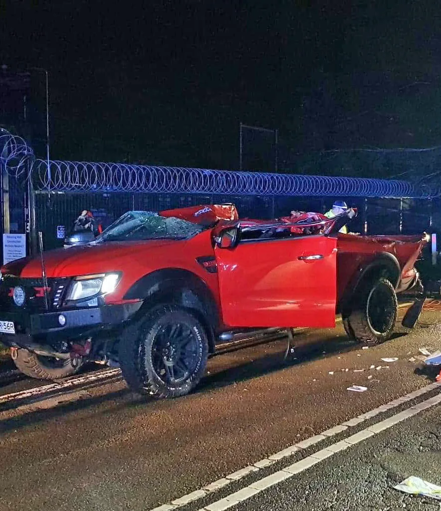 Image of car after crushed by tree
