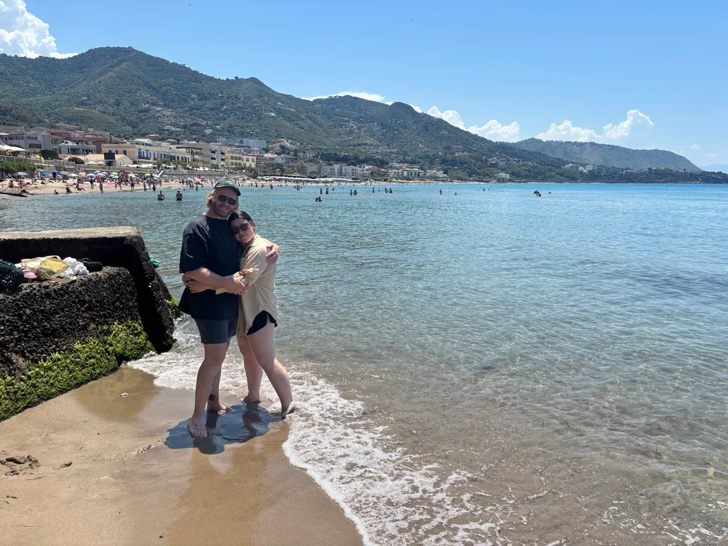 Joe and Claudia at Cefalu beach