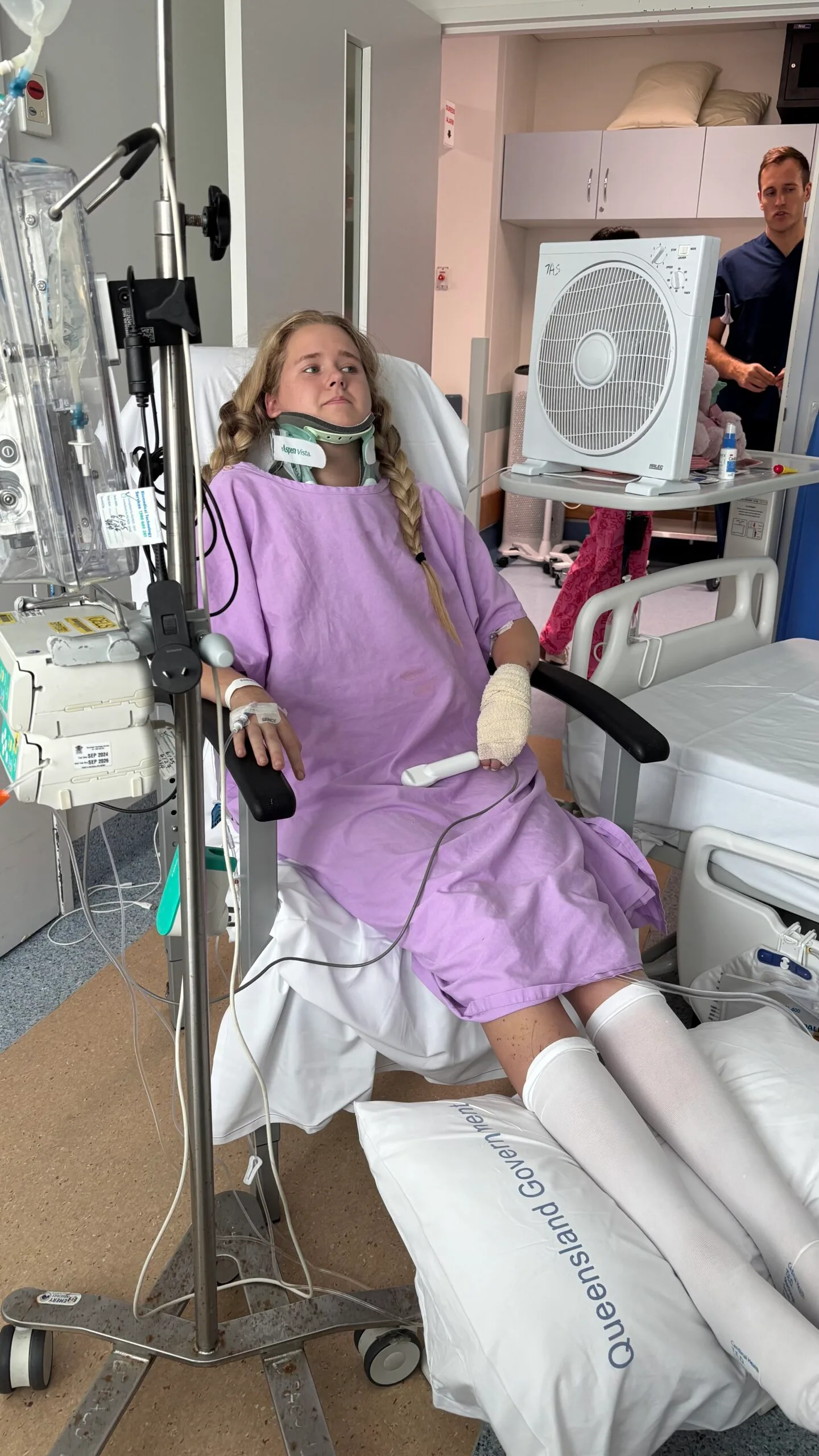 girl in hospital bed