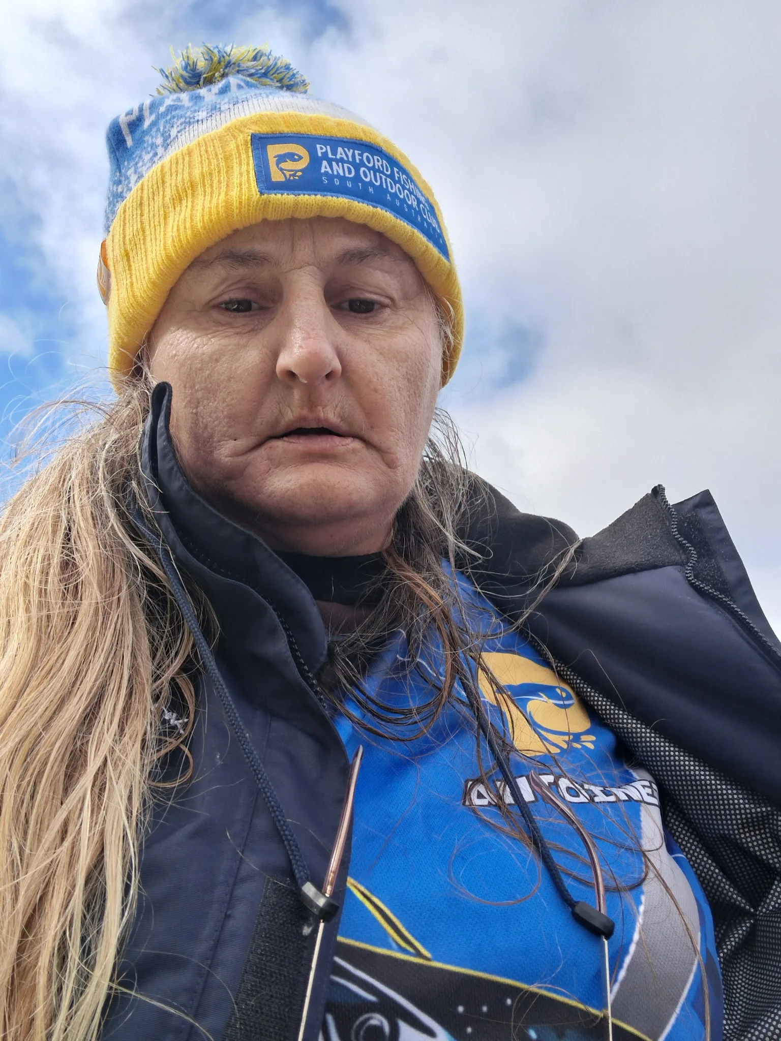 woman in fishing shirt