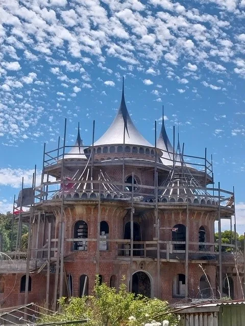 castle with scaffolding