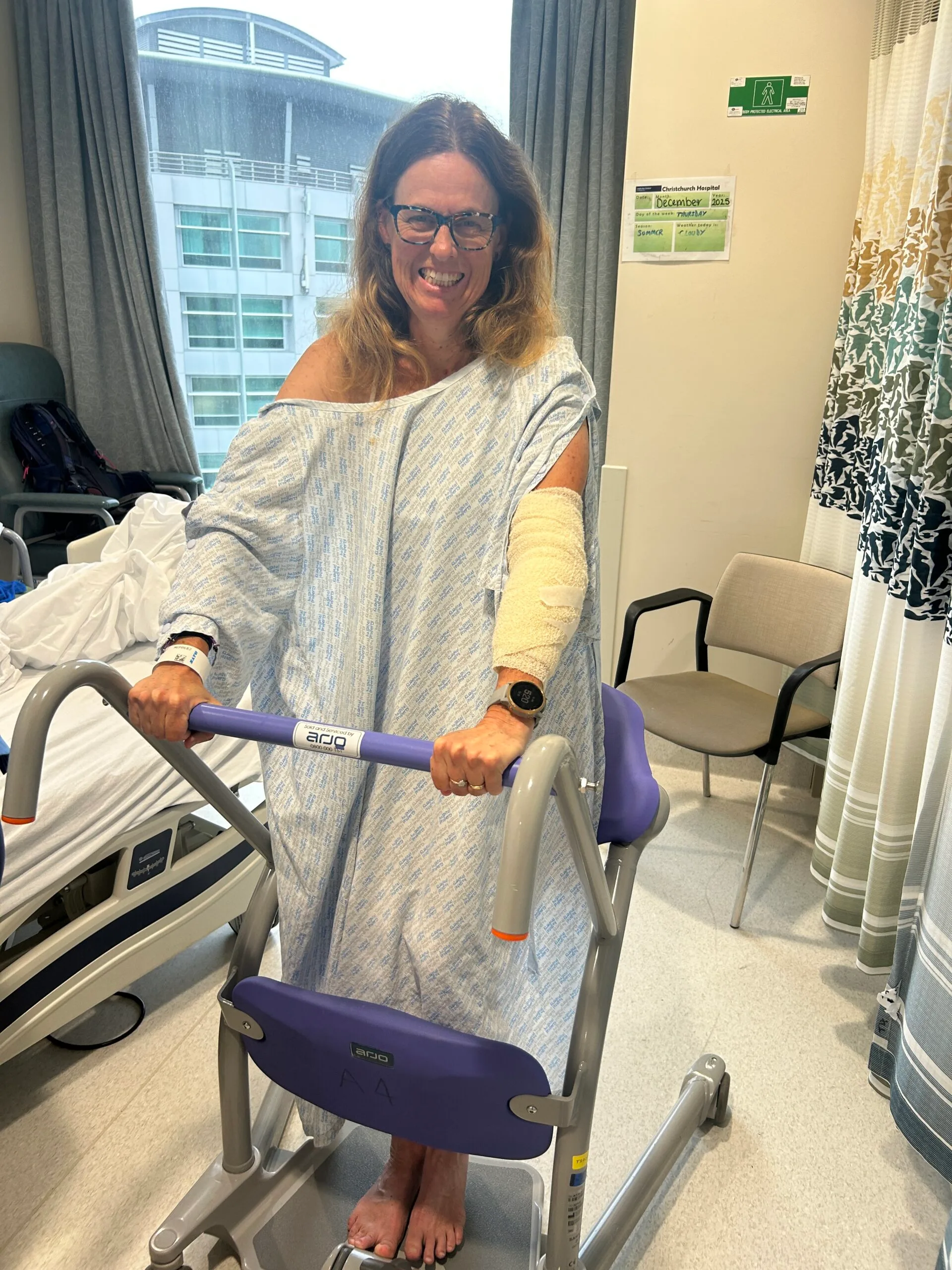 woman in hospital gown
