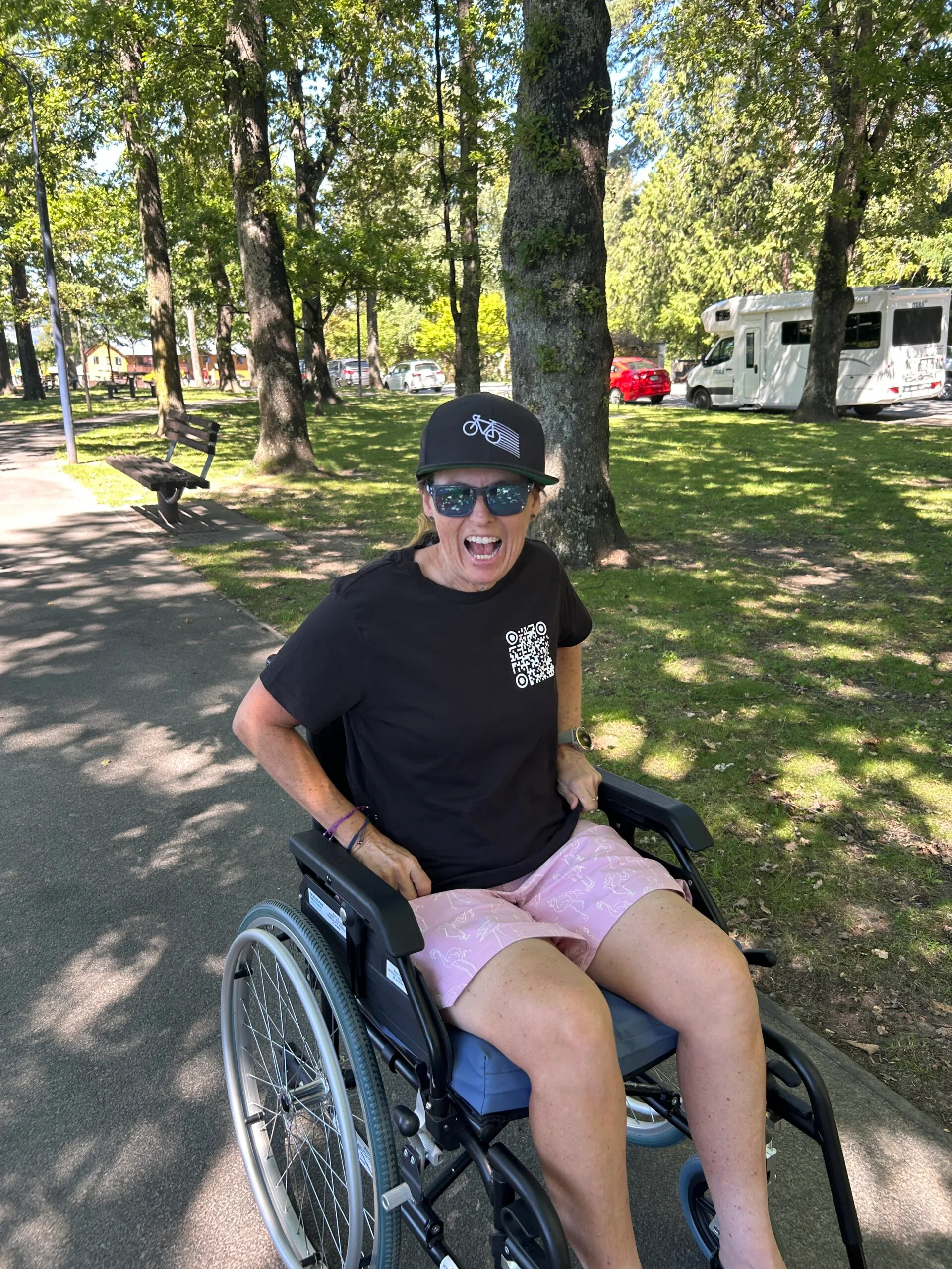 woman in wheelchair outside