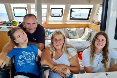 Image of family sailing the atlantic ocean
