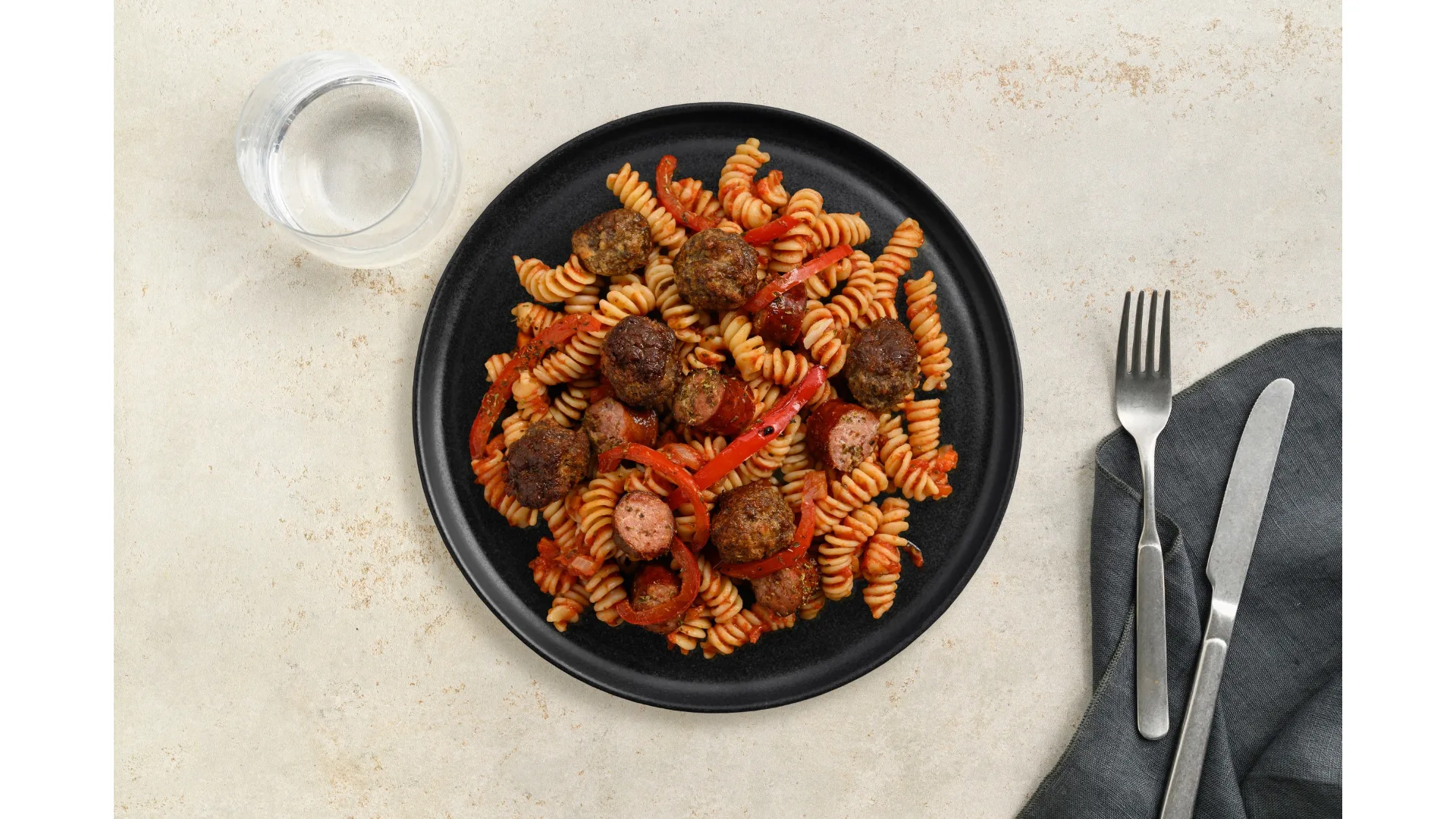 Lisa and Rosco’s Lando’s Meatballs & Chorizo Pasta.
