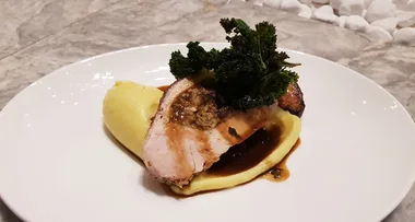 Roast turkey, traditional stuffing and bourbon gravy