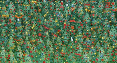 Can YOU spot the red robin hiding among the Christmas trees?