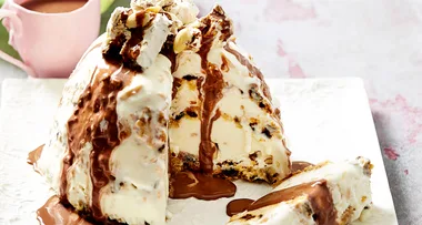 Christmas nougat ice cream pudding