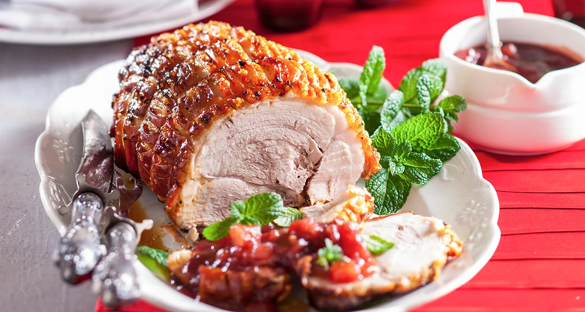 Roast pork with cranberry apple sauce Recipe | that's life!