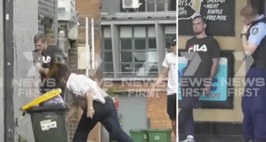 Video shows scary chainsaw assault in street as two men charged