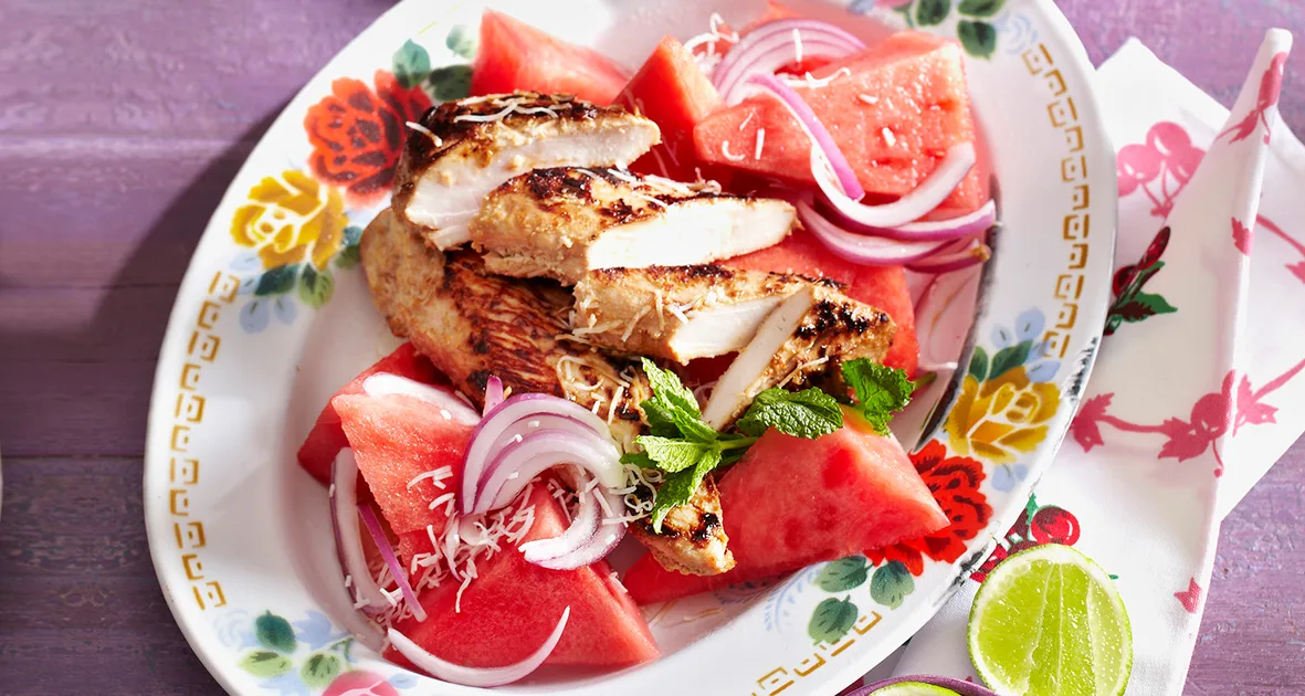 Chicken with watermelon, mint &amp; coconut Recipe | that's life!