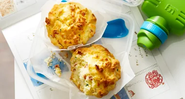 Salami and cheese muffins