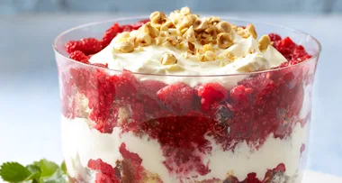Raspberry lamington trifle