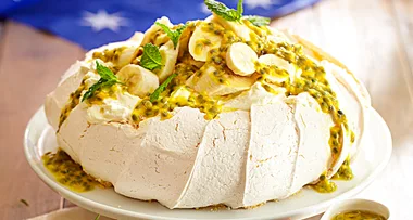 Passionfruit and banana pavlova