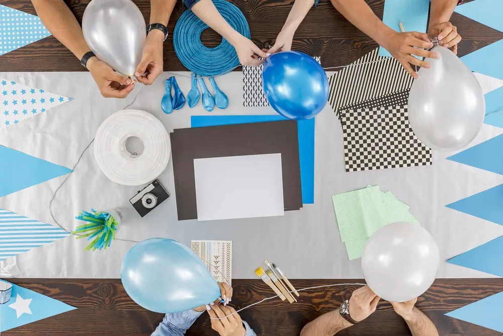 Blowing up balloons