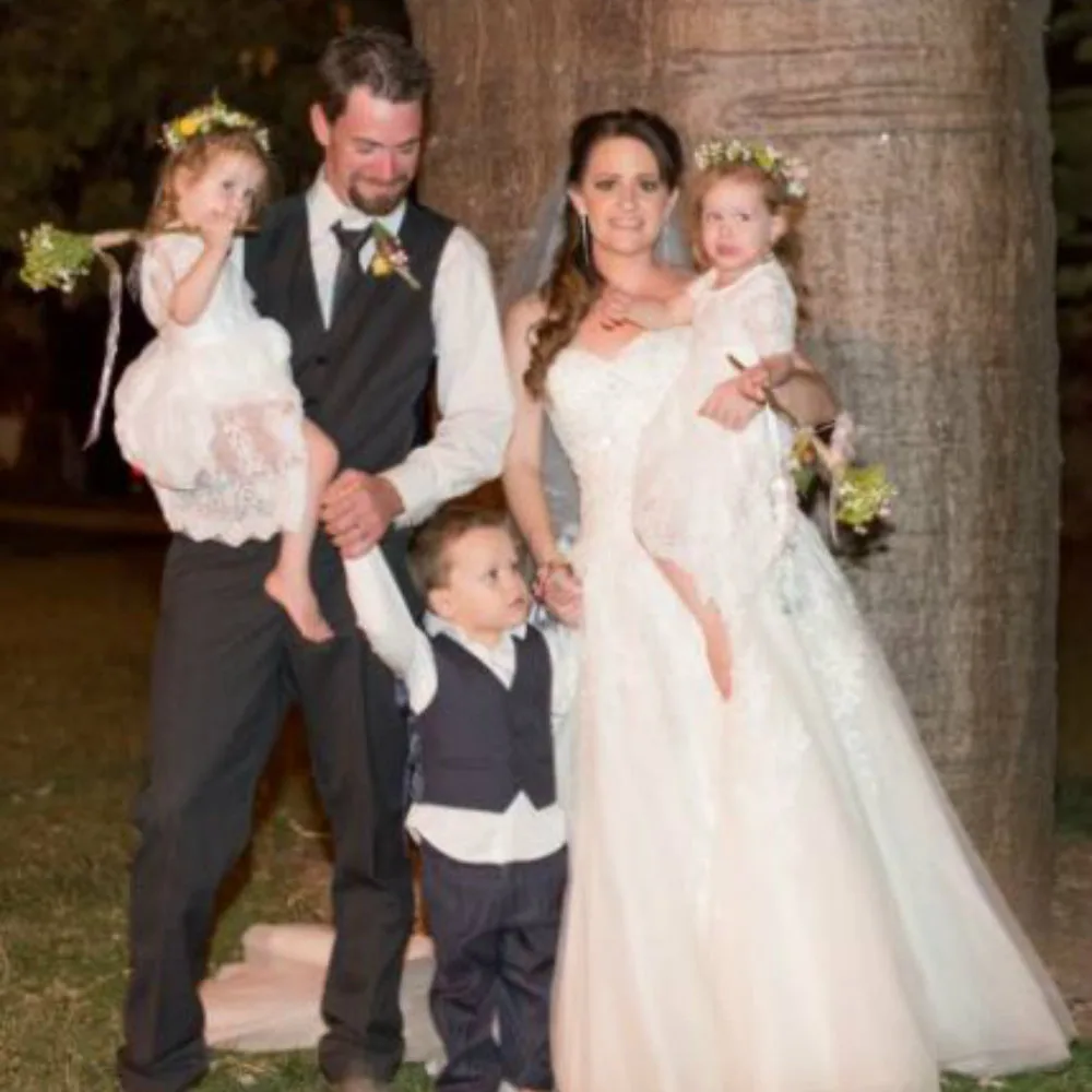 Sally and Ash Lawrence on their wedding day