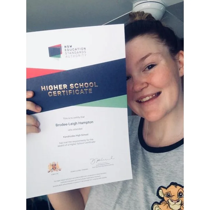 The young mum has celebrated after passing her HSC