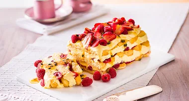 Strawberry and raspberry layer cake