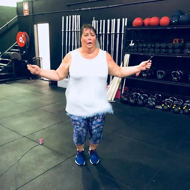 Krichelle was snapped as she worked out