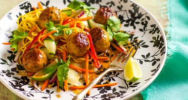 Thai chicken meatballs with noodle salad
