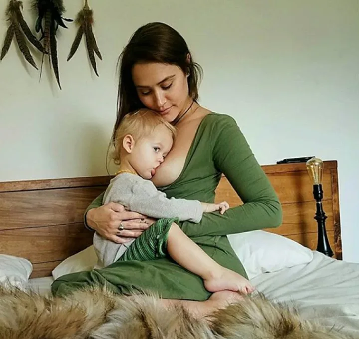 Natalie Hoflin has shared an impassioned Instagram post, defending her right to breastfeed her 19-month-old son (pictured)