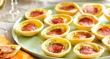Mini pepperoni and capsicum quiches