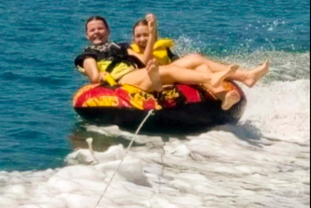 Zoe and Hannah on donut
