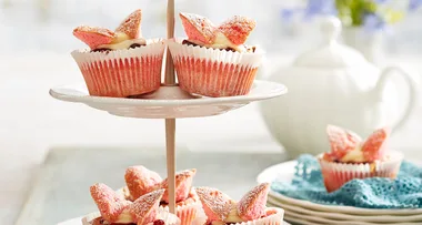 Pink sparkling butterfly cakes