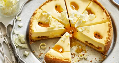 White chocolate and passionfruit curd cheesecake