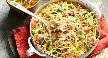Pea and pancetta linguine