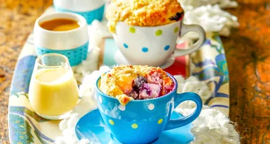Teacup pear and blueberry cobblers