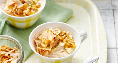 Coconut cream rice with passionfruit