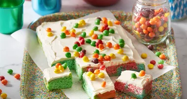 Rainbow skittle cake